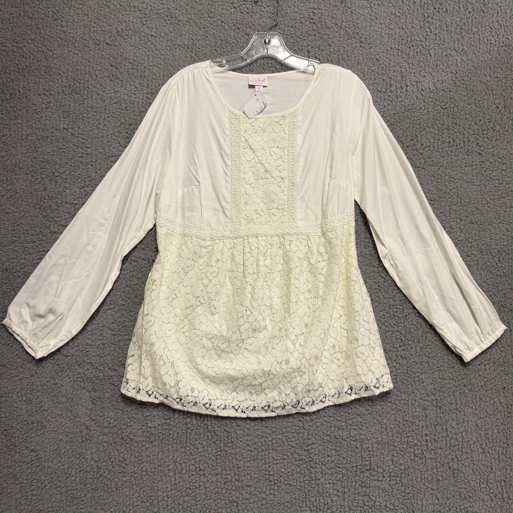 Isabel Maternity by Ingrid & Isabel Sz S Cream Lace Long Sleeve Blouse Top NEW